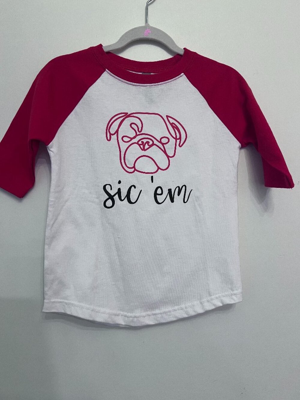 Custom UGA Bulldogs "Sic 'em" Toddler Raglan Tee Size 4T
